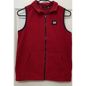 CAT Heavy Equipment Women's Full Zip-Up Vest Red Fleece Size: Lg 14/16 Workwear